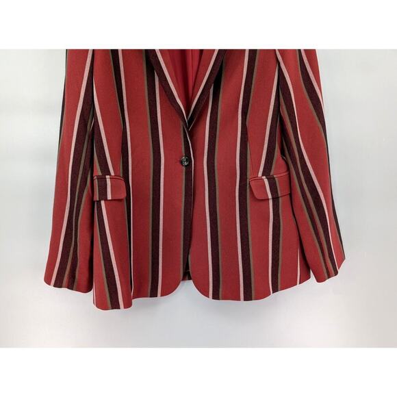 Mural Blazer Jacket Womens XXL Red Striped Suit Jacket Academia Office Workwear - Picture 6 of 15